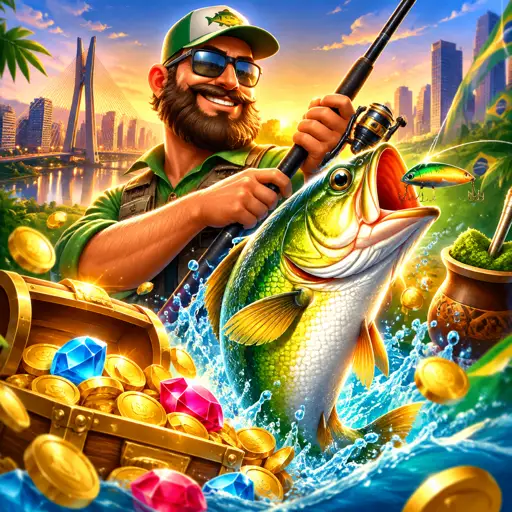 Slot Big Bass Bonanza com pescador e peixes