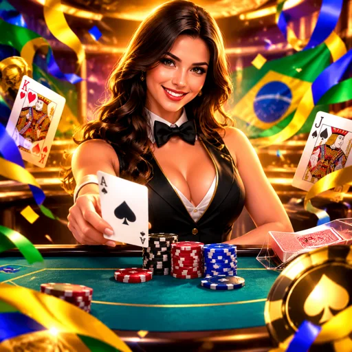 Mesa de blackjack ao vivo com dealer profissional distribuindo as cartas